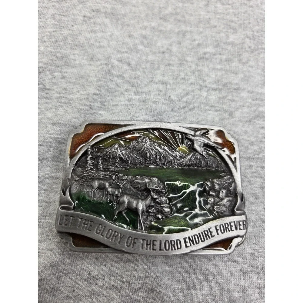 1983 Siskiyou Glory of the Lord Religious Enamel Belt Buckle